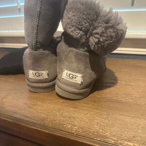 UGG Gray Winter Boots with Plush Sheepskin Collar